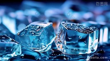 冰块饮料液体水珠水特写水花透明